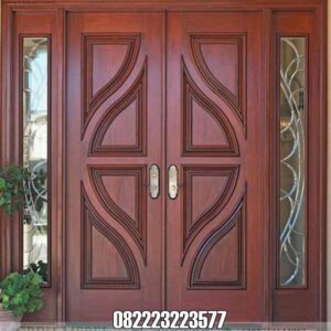 Pintu Utama Rumah Motif Jendela Kanan Kiri
