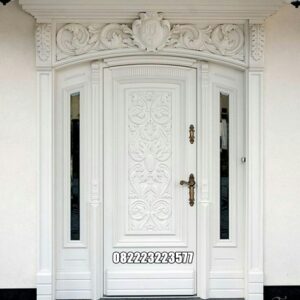 Pintu Utama Ukir 1 Pintu Cat Duco Warna Putih