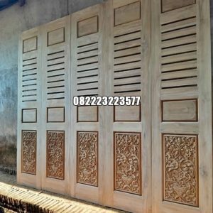 Pintu Garasi Ukir Jepara Kayu Jati Model Terbaru